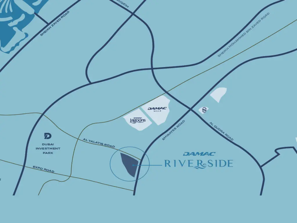 DAMAC Riverside Views Location Map