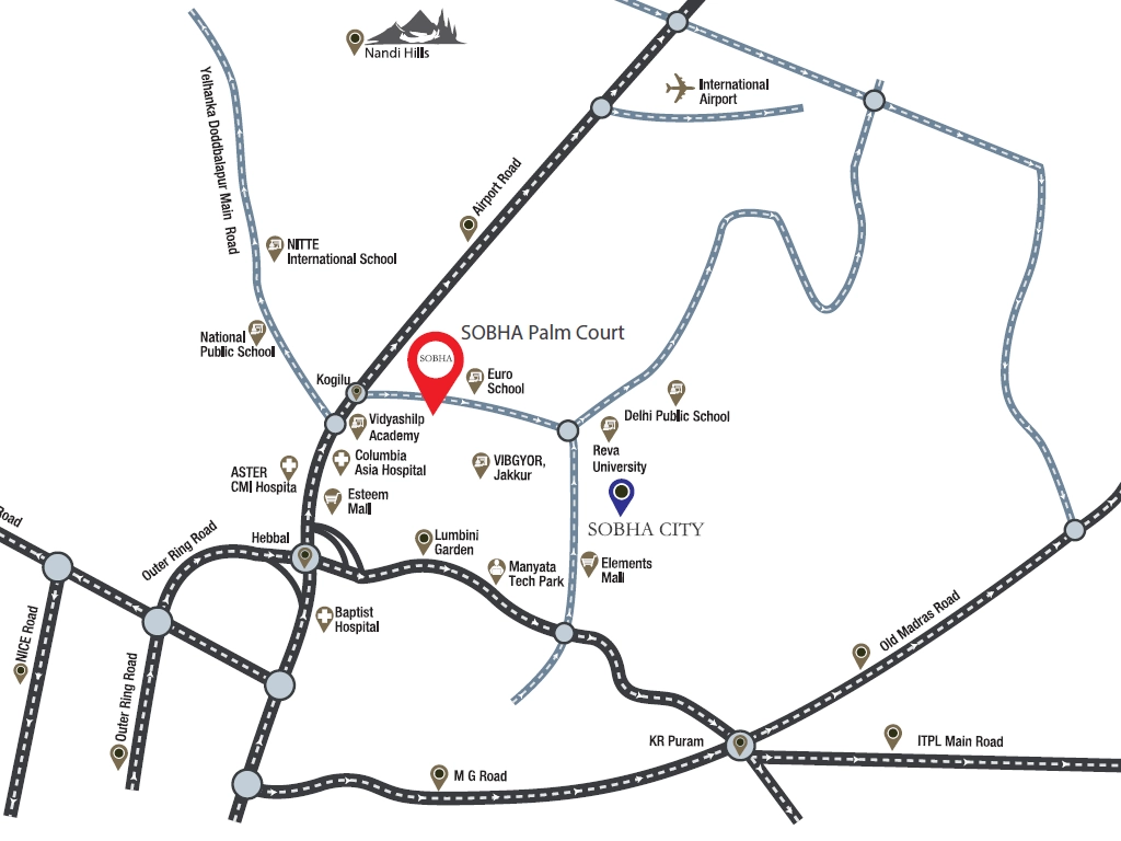 Sobha Palm Court Location Map