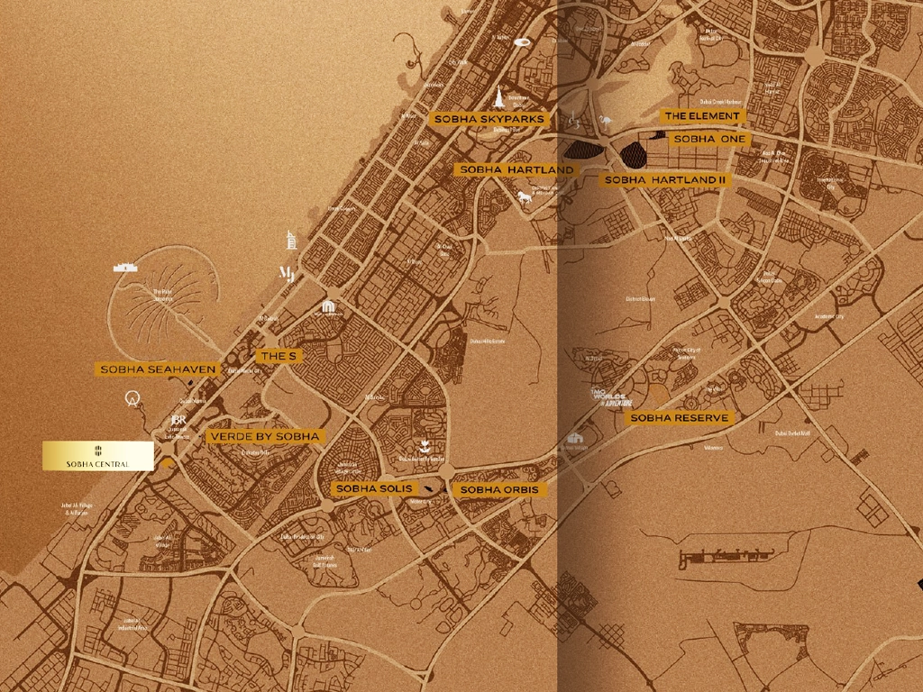 The Pinnacle at Sobha Central Location Map
